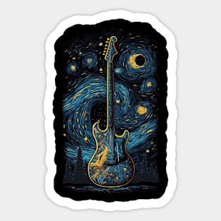 Starry Guitar Gifts Guitarist Rock Concert Festival Guitar Sticker